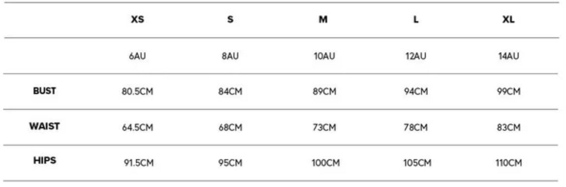 Madison Size Guide