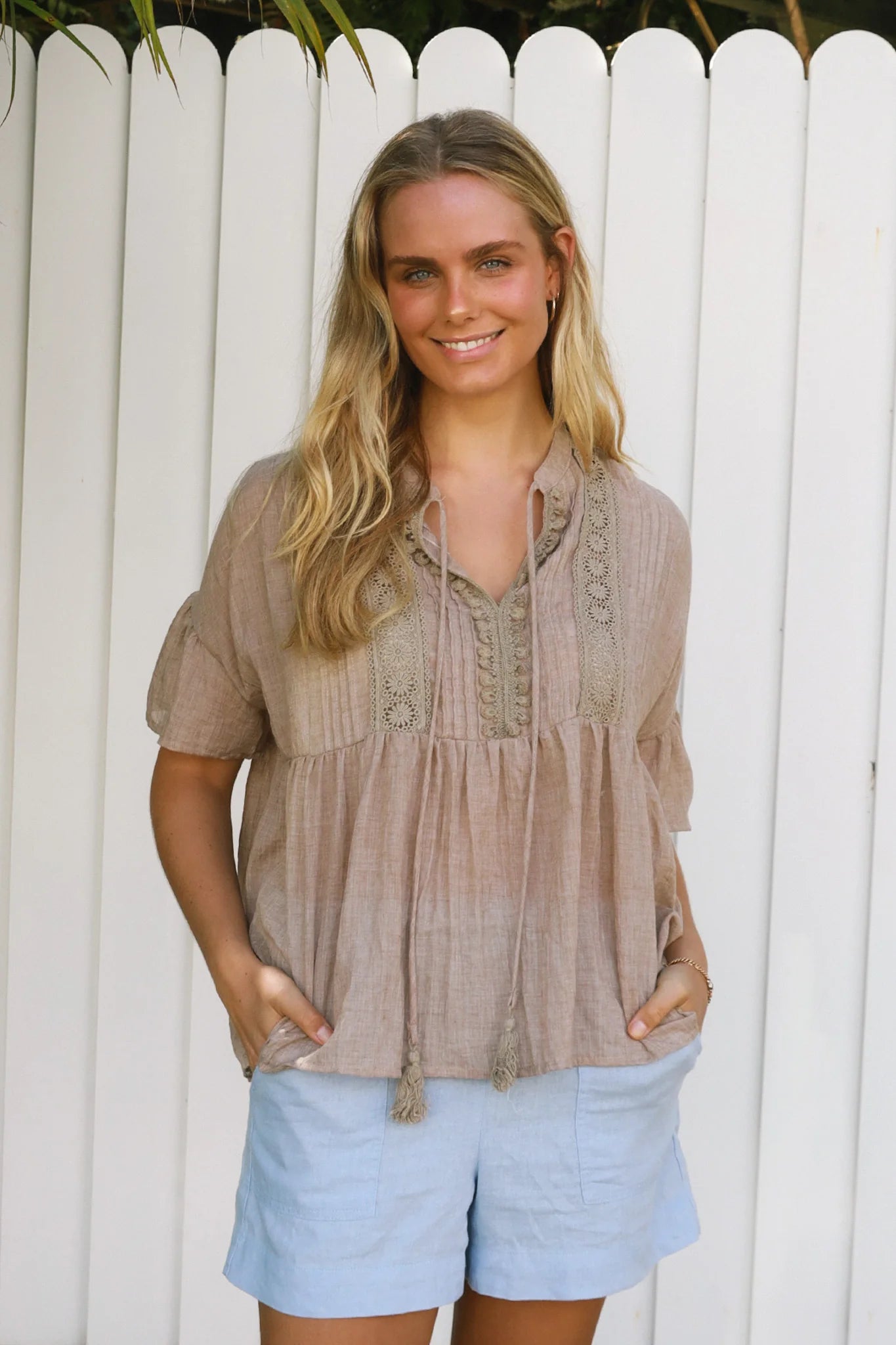 Oversized Boho Top Khaki