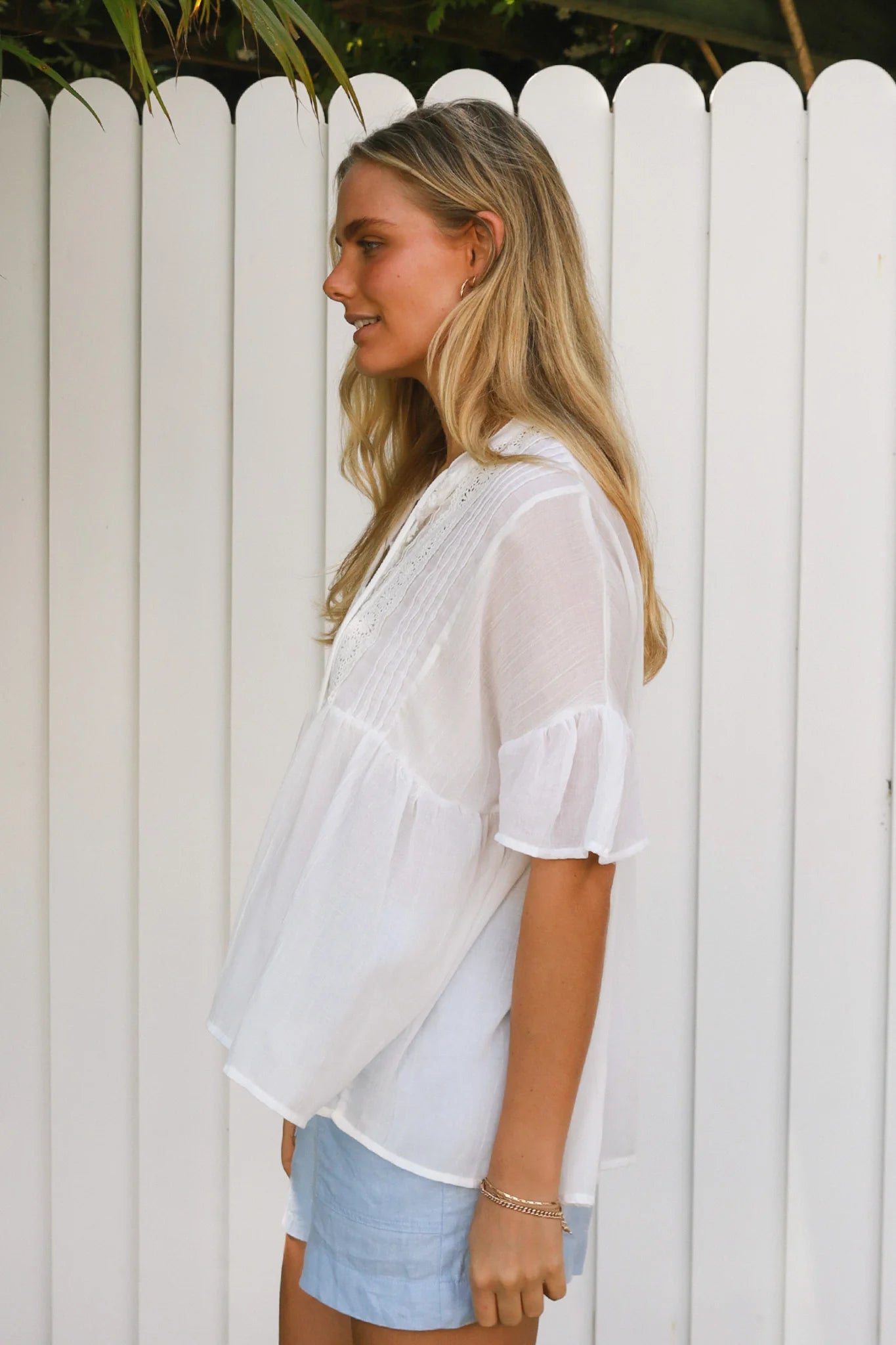 Oversized Boho Top Top White