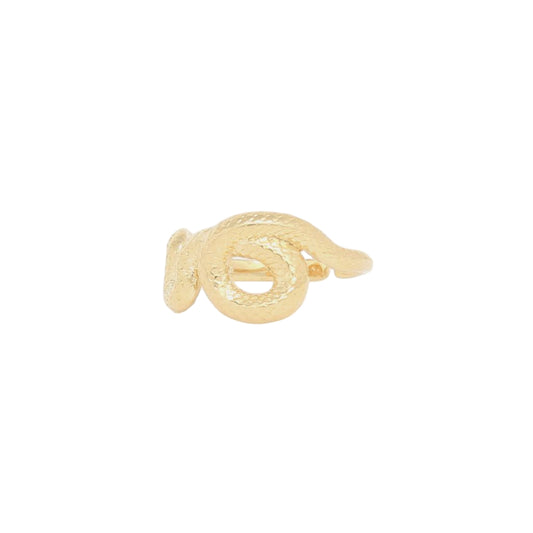 A gold-colored adjustable ring with a snake-like pattern.