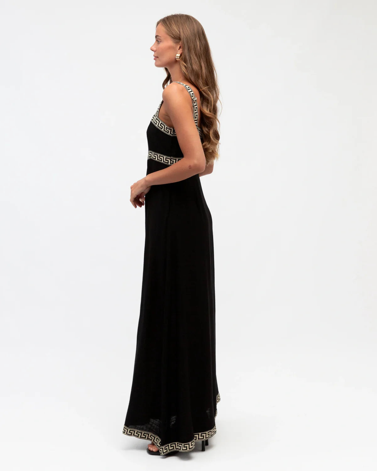 Hot Property Motif Border Maxi Dress Black