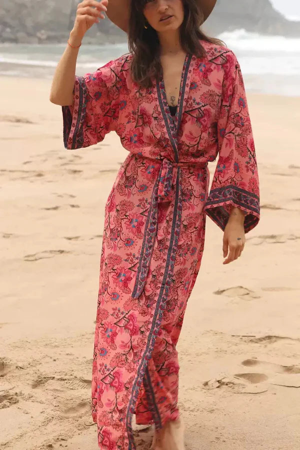 Rosa Long Pink Floral Cape